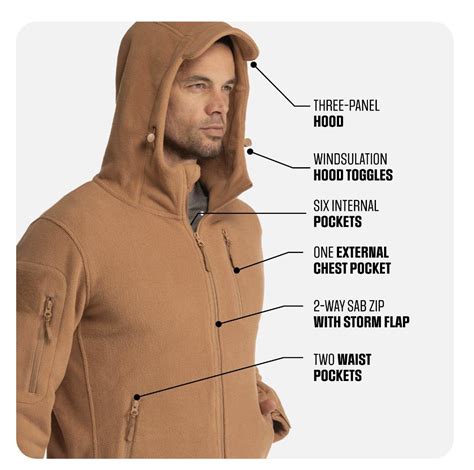 Baerskin tactical - Sporty, breathable and comfortable tactical hoodie. Warm double-walled hood with drawstring. Full-length front zipper; Two large upper arm pockets with zipper and internal headset outlet. Hook-and-loop panels on the chest and each arm; Two large hand pockets. Elasticated cuffs and waistband. Soft fleece lining. All zippers come with glove ...